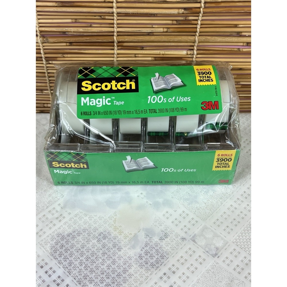 Scotch 6122 Magic Office Tape and Refillable Dispenser, Clear - 6 Pack New